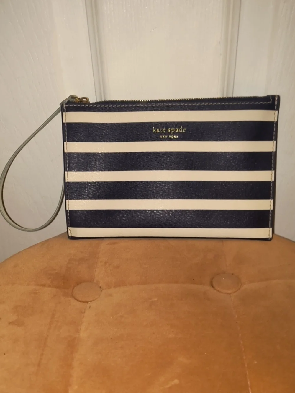 Kate Spade Navy and White Striped Wristlet